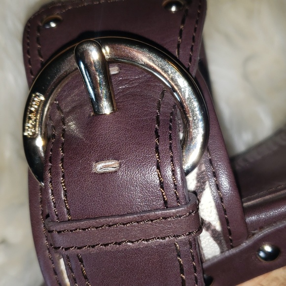 Coach Platform Wedge Open Toe Slide Sandals Brown Tan 6 - Picture 8 of 10